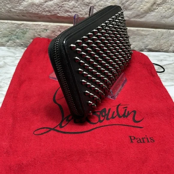 Christian Louboutin Panettone Spikes, Long Wallet Black with Silver Spikes VGUC - Picture 4 of 16